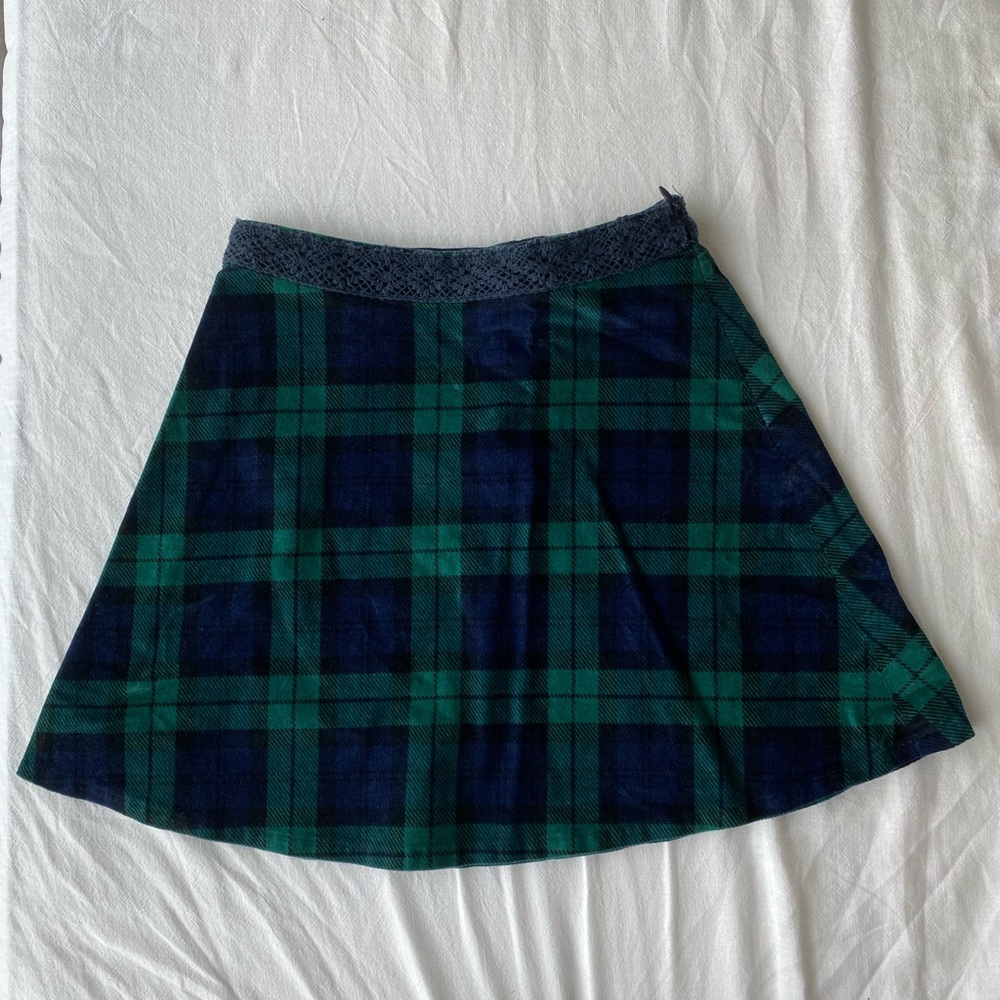 Brooks Brother’s Green & Navy Plaid A-Line Skirt